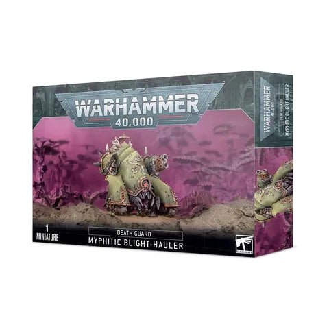 Warhammer 40000 Death Guard Myphitic Blight-Hauler miniature kit with Citadel 80mm base.