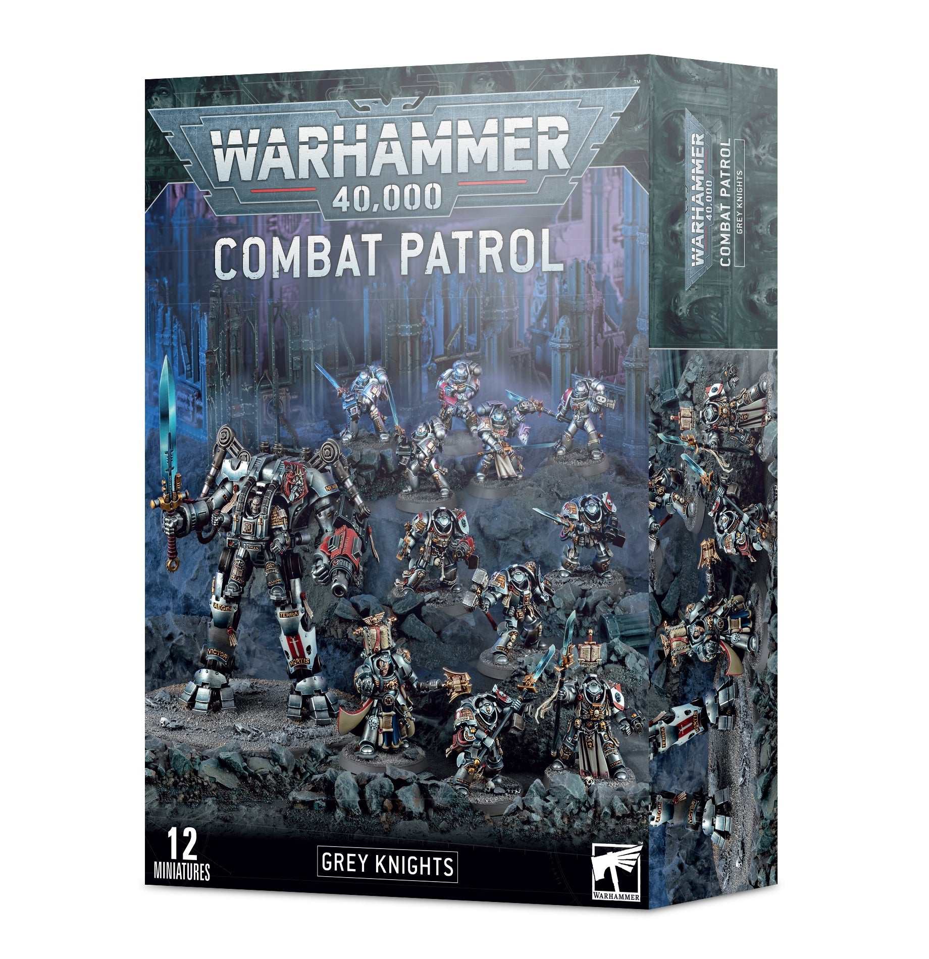 Warhammer 40000 Combat Patrol: Grey Knights box set with detailed miniatures.