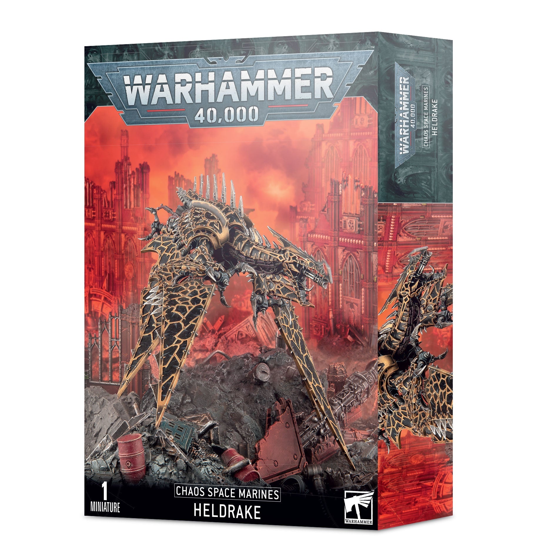 Warhammer 40000 Chaos Space Marines Heldrake model kit box.