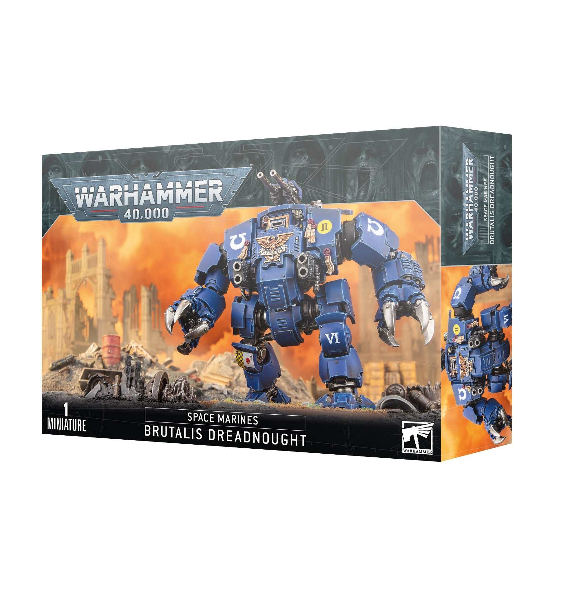 Warhammer 40000 Space Marines Brutalis Dreadnought miniature box.