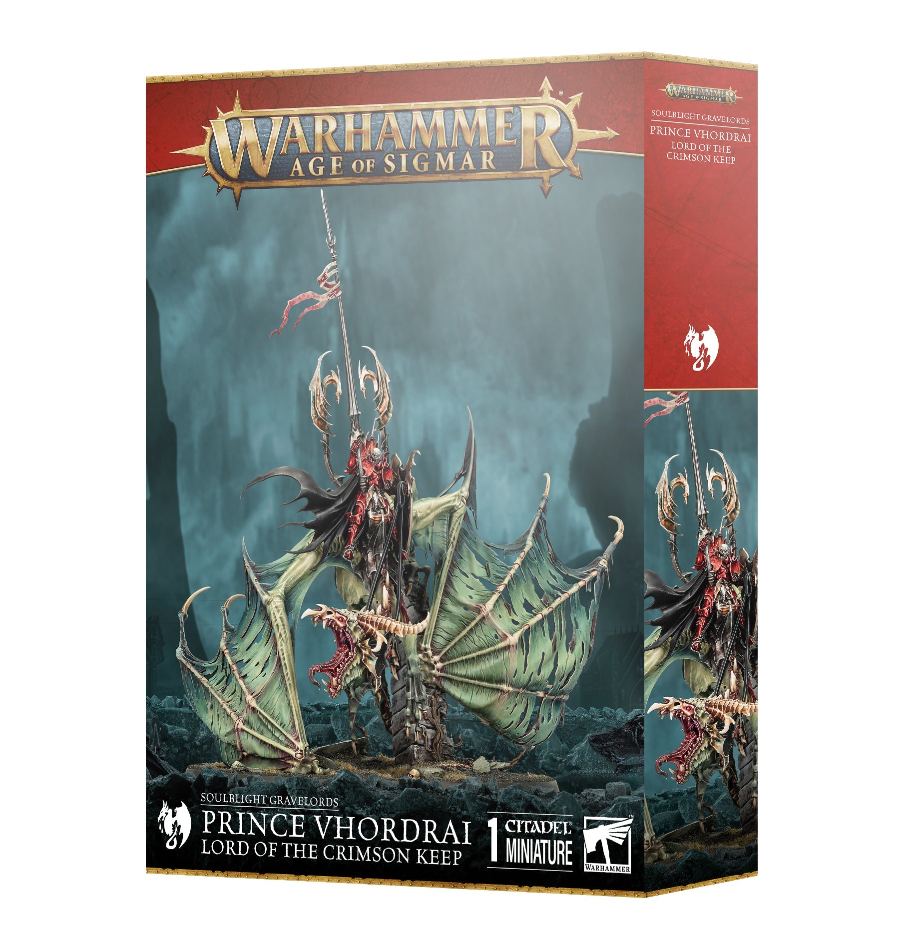 Prince Vhordrai Lord of the Crimson Keep miniature box from Warhammer Age of Sigmar Soulblight Gravelords.