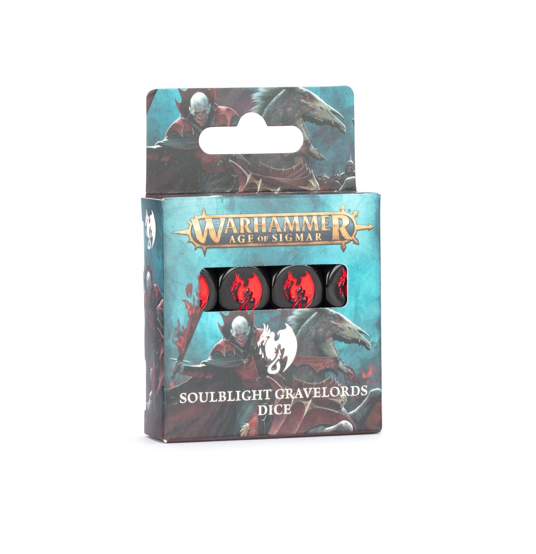 Soulblight Gravelords Dice set of 16; black with red ink and Soulblight Gravelords symbol.