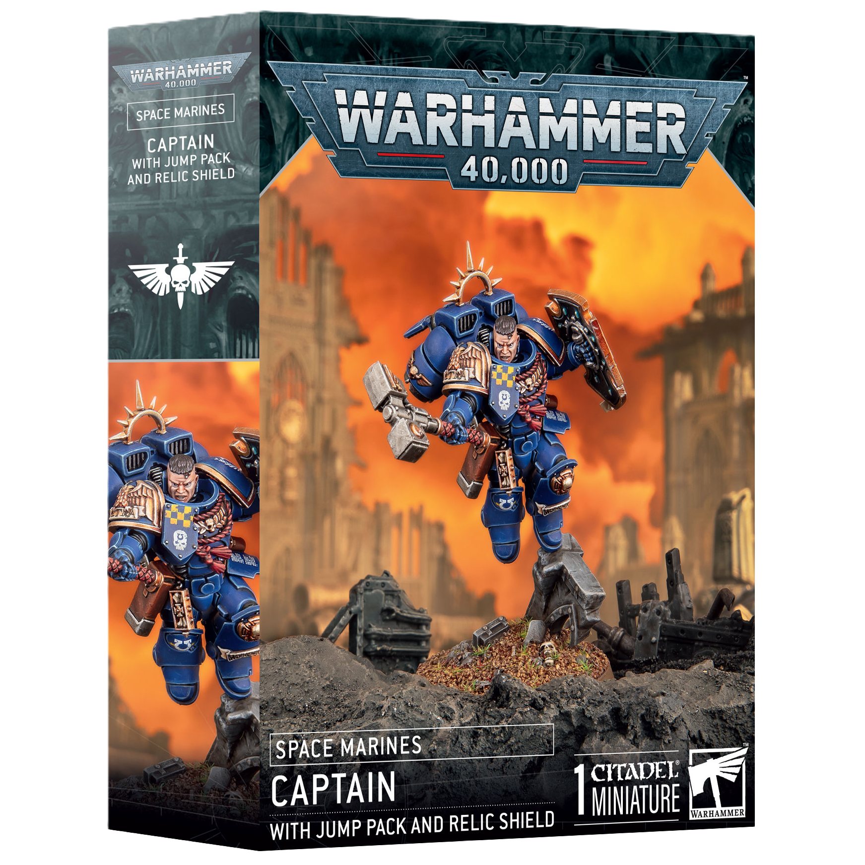 Space Marines Captain with Jump Pack and Relic Shield - War Games USA