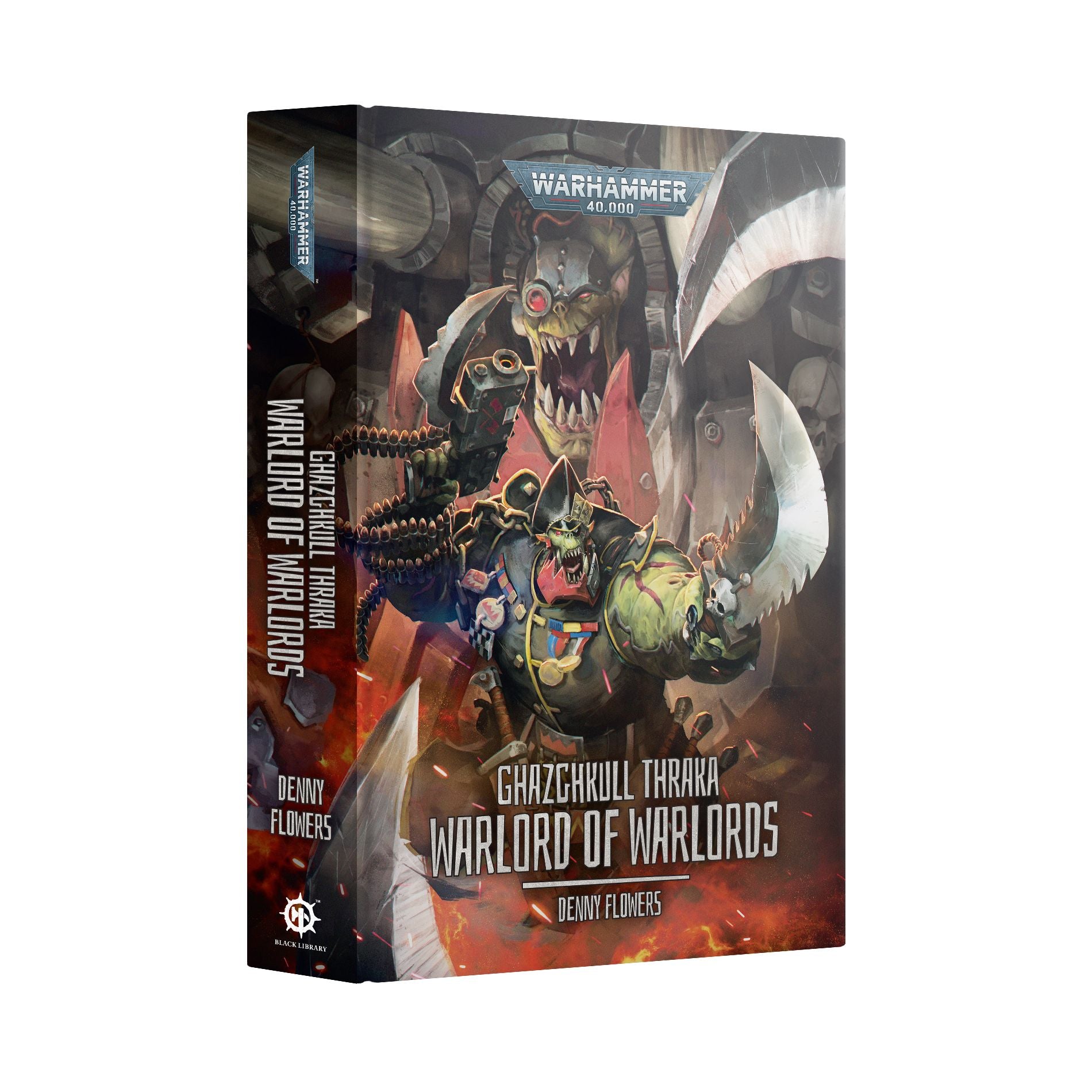 Cover image of "Ghazghkull Thraka: Warlord of Warlords" hardcover book by Black Library, featuring Ghazghkull Thraka artwork.