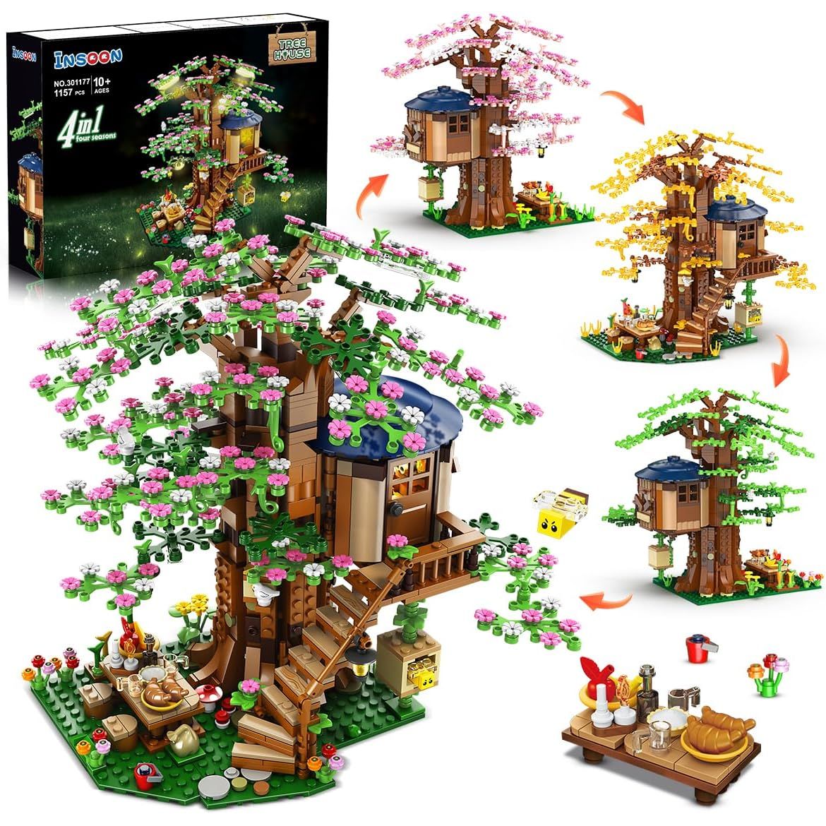 4 in 1 Tree House Building Set with LED Light - Insoon - War Games USA