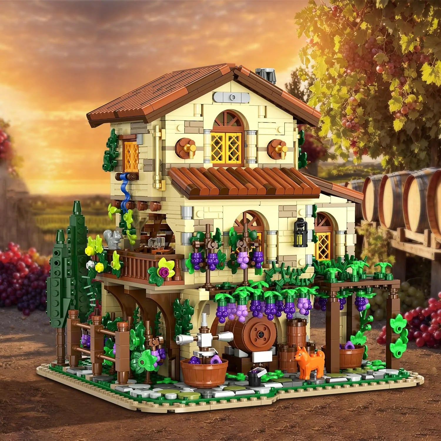 Winery Chateau House Building Set with Lights - Insoon - War Games USA
