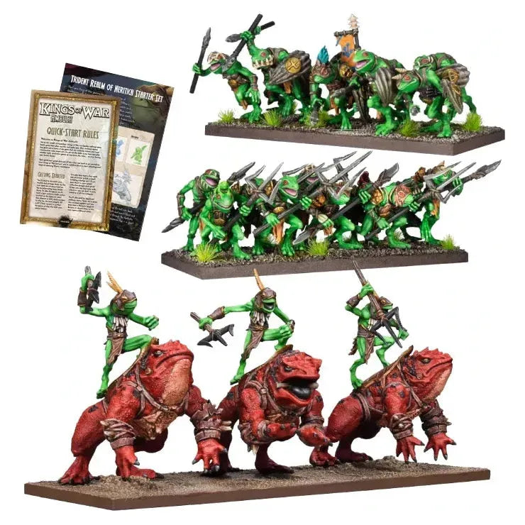 Trident Realm Ambush Starter Set with Riverguard, Dambusters, MDF Bases, Ambush Booklet, and Trident Realm Ambush Sheet.