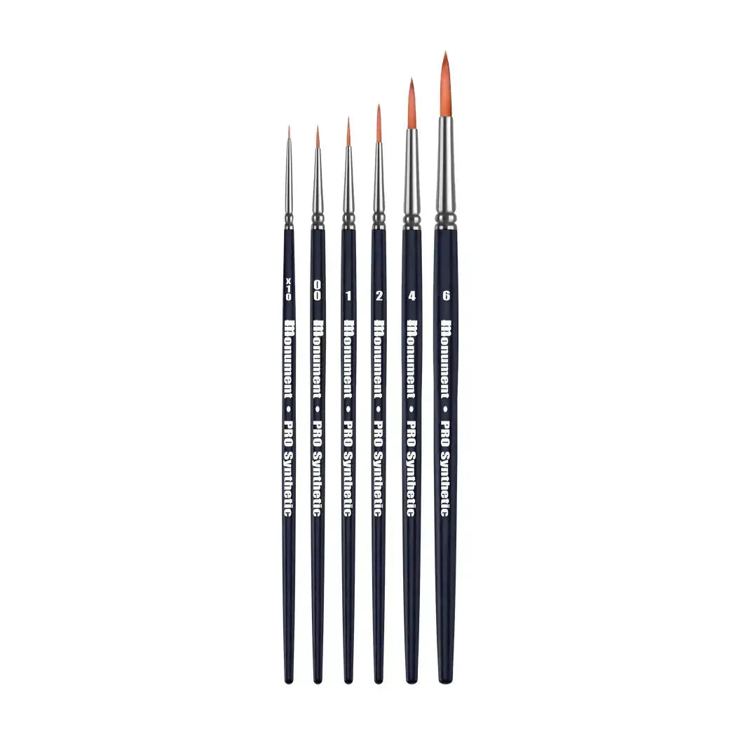 PRO Synthetic Set - Monument Hobbies, 6 round brushes, synthetic sable-like bristles, sizes x10 to 6.