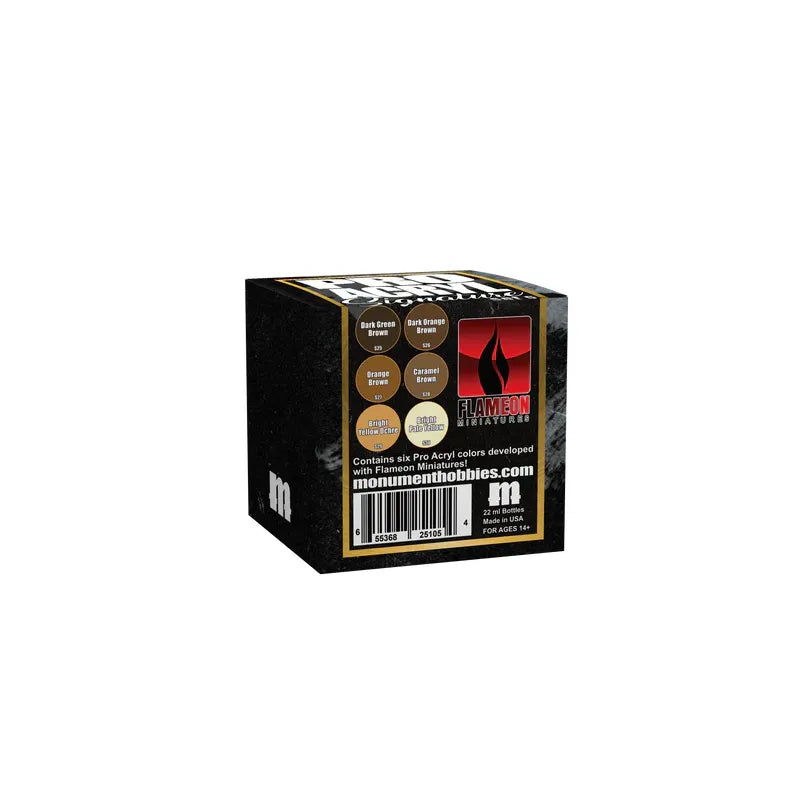 Signature Series Set 5 - Flameon Miniatures paint box from Monument Hobbies, featuring six colors.