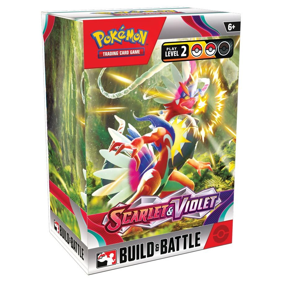 Pokémon TCG: Scarlet & Violet Build & Battle Box featuring Koraidon, Miraidon, and unique promo cards.