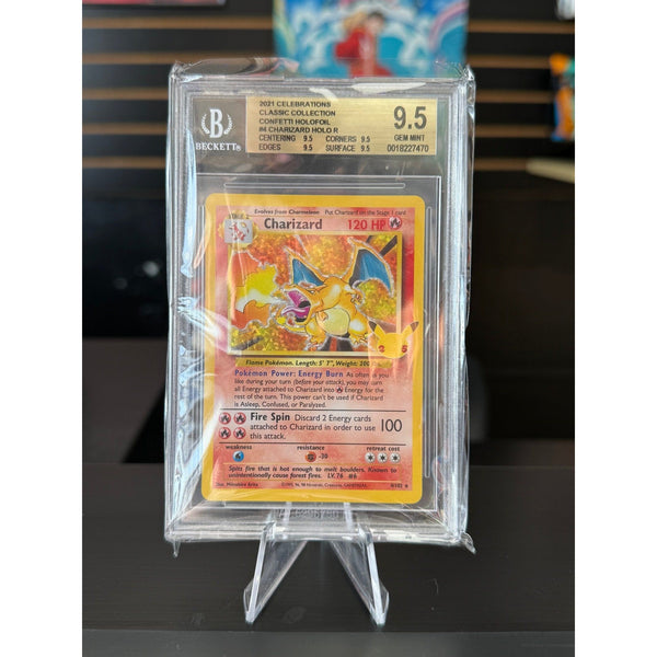 bgs graded pokemon cards Charizard Celebrations 9.5 Gold Label Size:6.3*8.8 cm (R3 Rounded Corners)(Double sided different design) (SZ#H5GXVPL) booster-bundle making it a coveted UNSTOPPABLE - NEW YU-GI-OH
