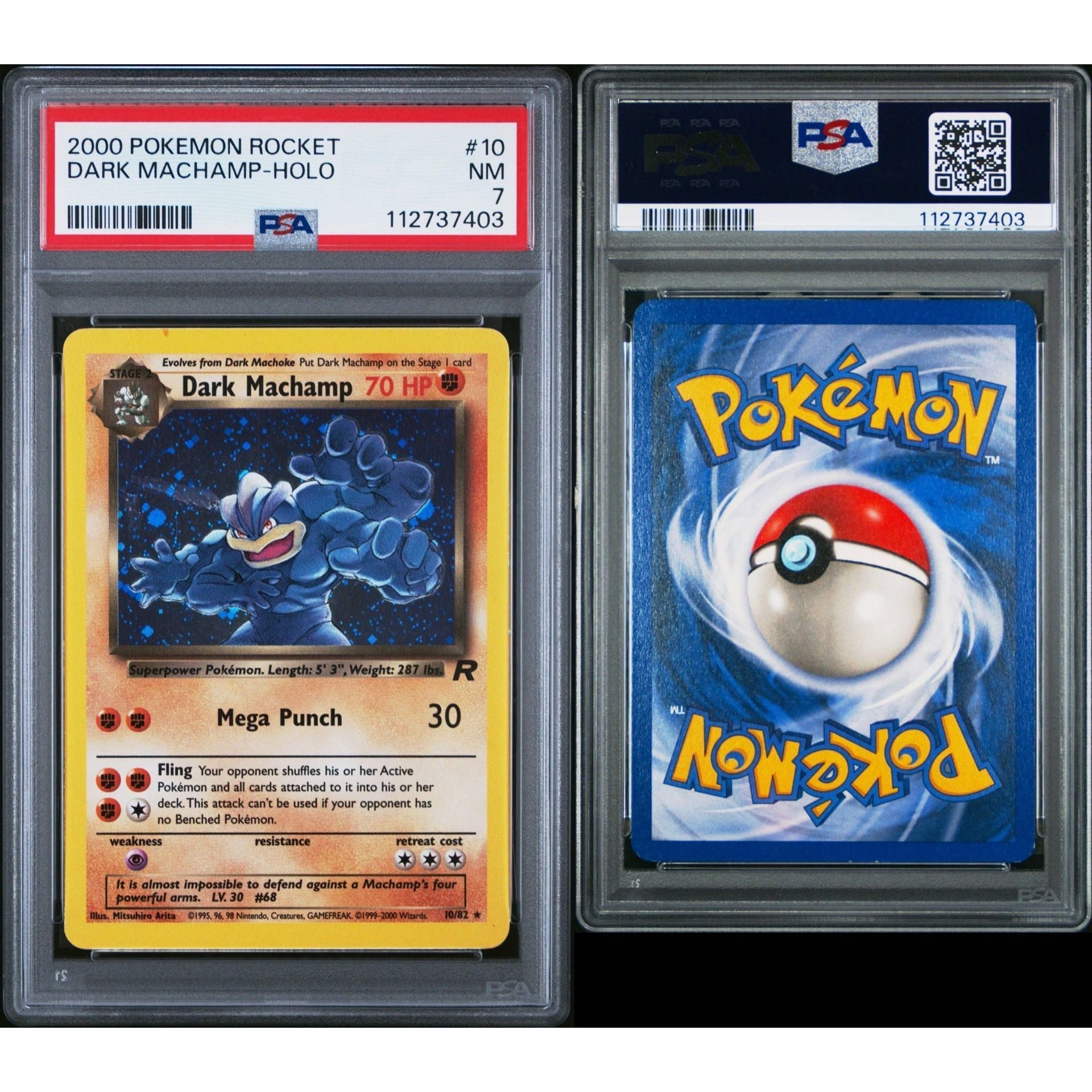 Dark Machamp Team Rocket - HOLO 10 - PSA Graded 7 - War Games USA