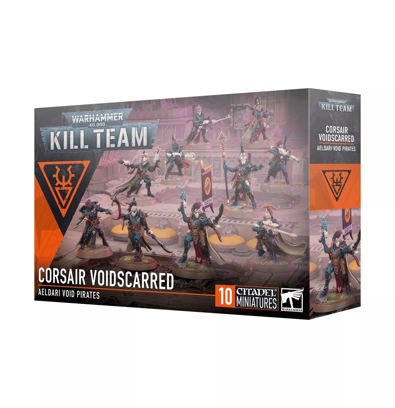 Warhammer 40000 Kill Team Corsair Voidscarred miniatures set box.