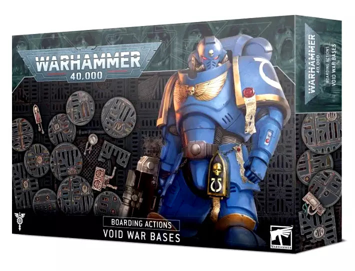 Warhammer 40000 Boarding Actions Void War Bases kit with textured round bases and decorative scenery elements.