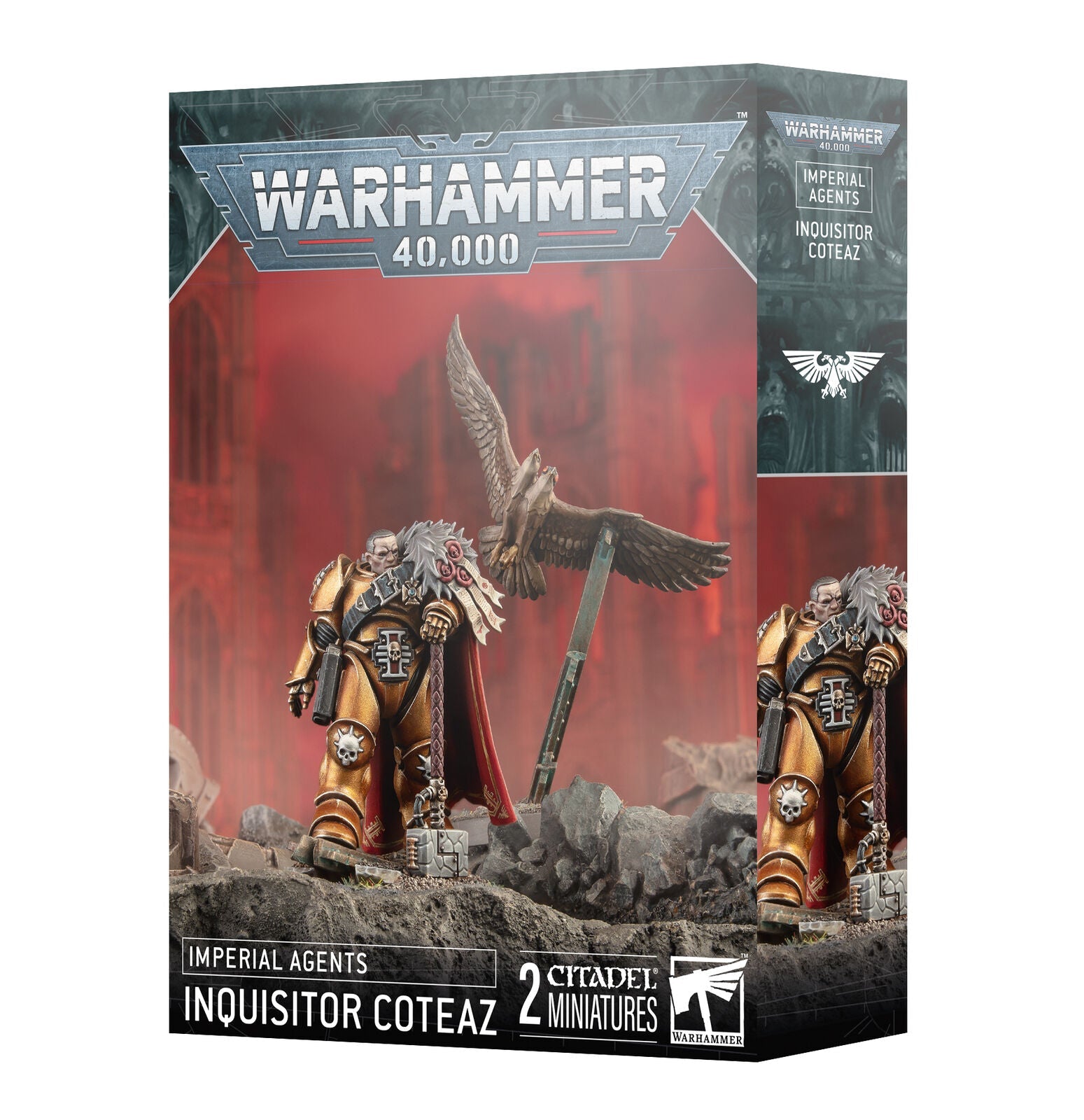 Warhammer 40000 Inquisitor Coteaz and Glodovan Eagle miniatures box.