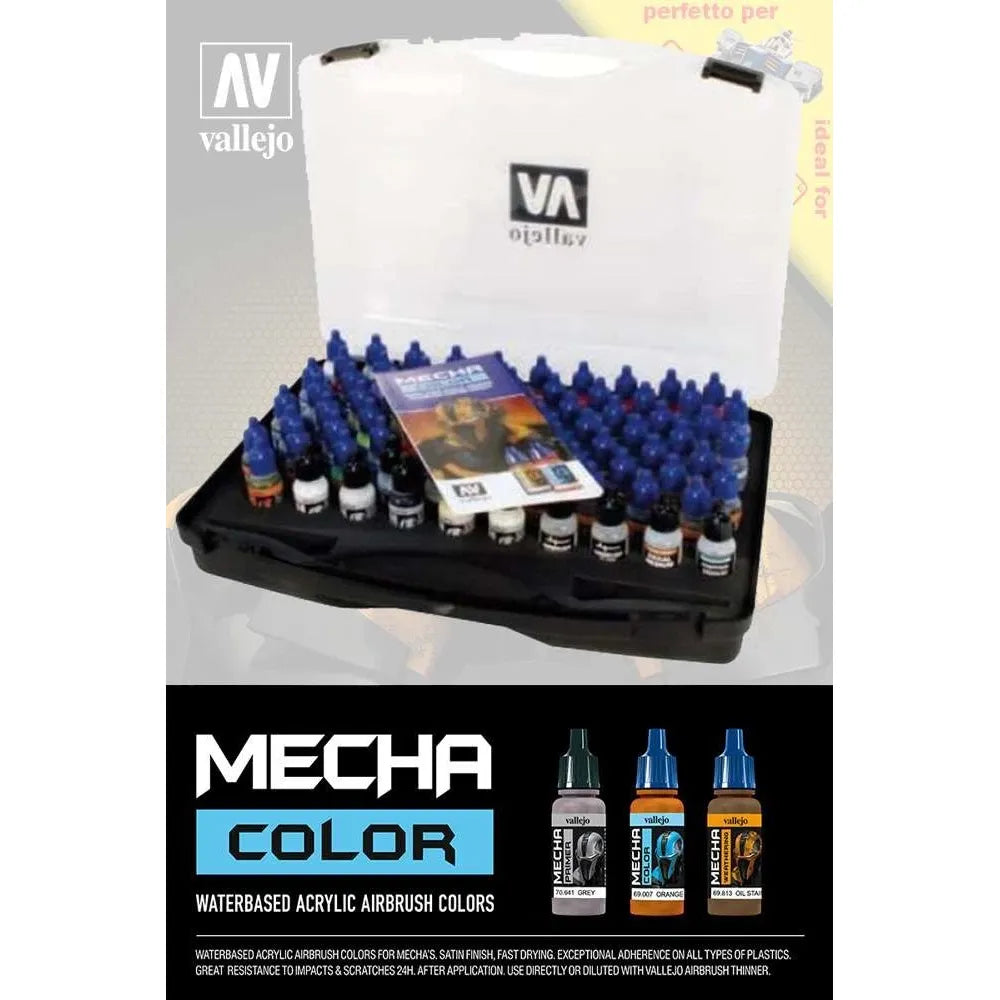 Vallejo Mecha Color Case – 80 Acrylic Paints for Models & Gunpla - War Games USA