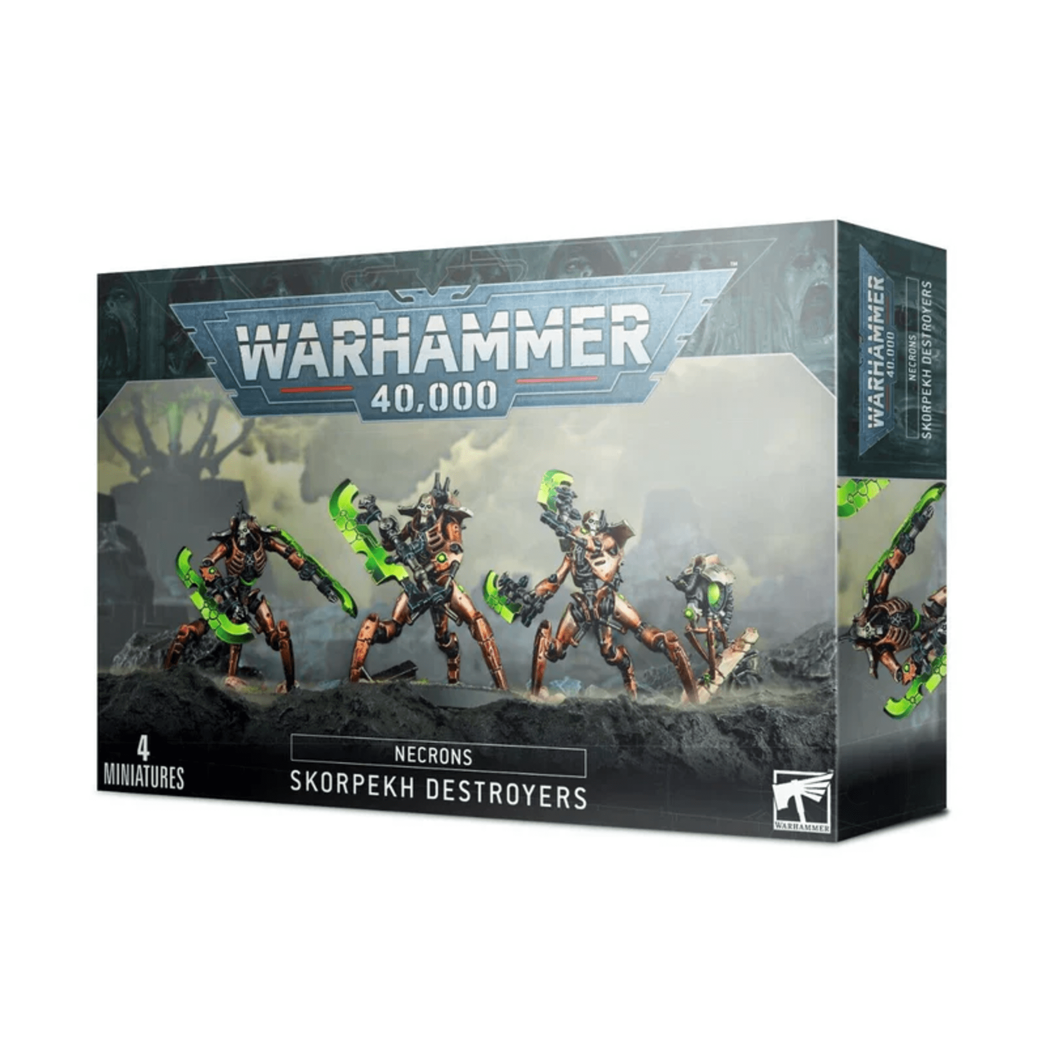 Skorpekh Destroyers Necrons model kit with three destroyers and Plasmacyte.