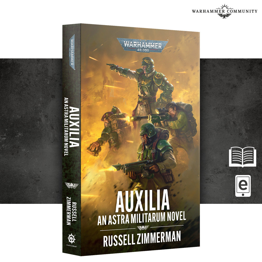 Auxilia paperback novel cover by Russell Zimmerman, Black Library, Warhammer 40,000
