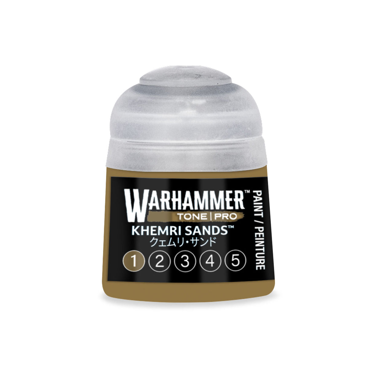 Citadel Colour Khemri Sands 1 Warhammer Tone Pro miniature paint bottle with 12ml of sandy-toned paint for models.