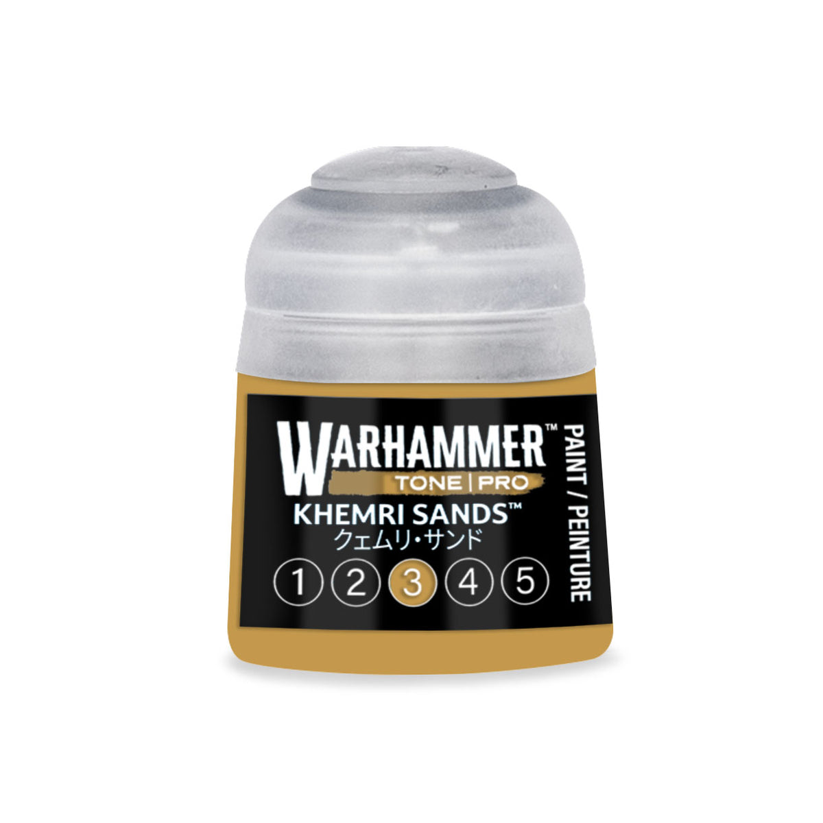 Citadel Colour Khemri Sands 3 Warhammer Tone Pro miniature paint, 12ml bottle, with label visible and color swatch on the cap