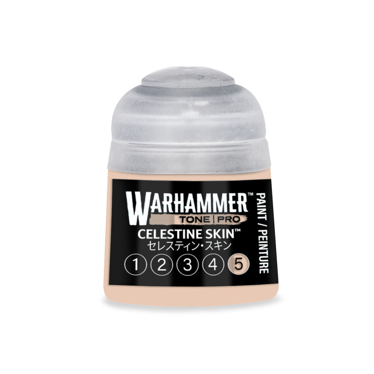 Citadel Colour Celestine Skin 5 Warhammer Tone Pro miniature paint in 12ml bottle, featuring vibrant, natural skin tone for miniatures.