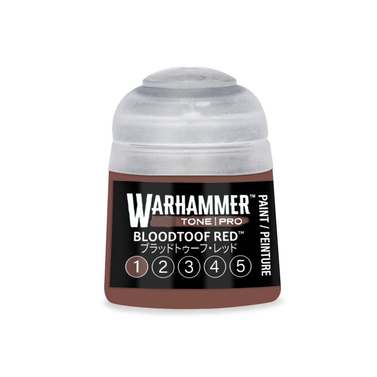 Bloodtoof Red 1 Warhammer Tone Pro miniature paint by Citadel Colour, 12ml bottle for detailed model shading and highlighting.