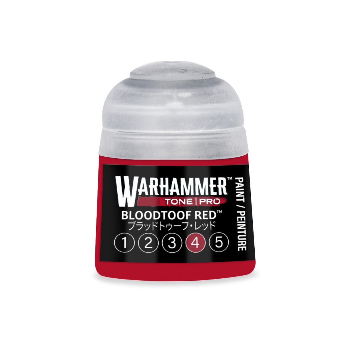 Citadel Colour Bloodtoof Red 4 Warhammer Tone Pro miniature paint in a 12ml bottle, used for detailed miniature painting.