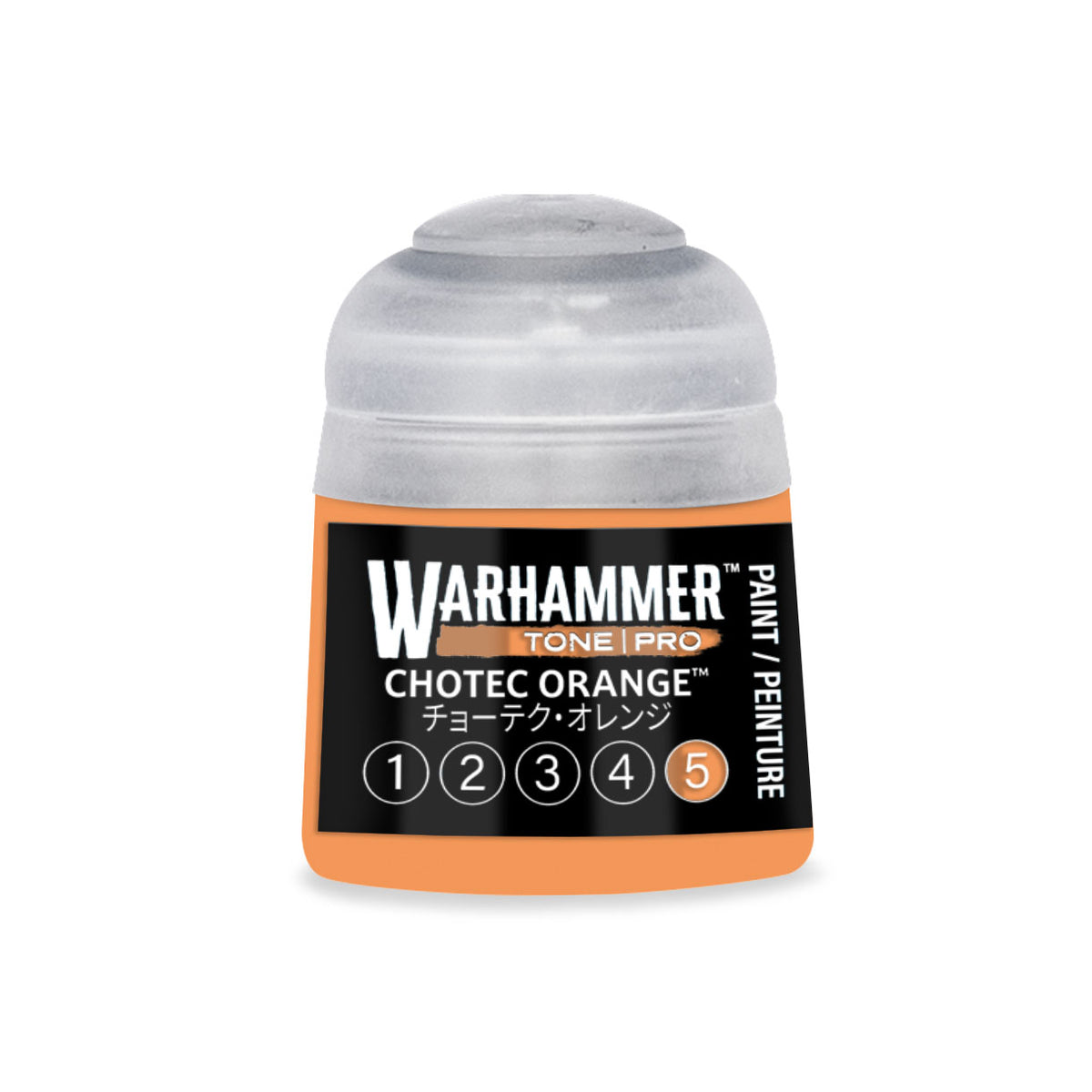 Citadel Colour Chotec Orange 5 Warhammer Tone Pro miniature paint in 12ml bottle, suitable for detailed model painting.