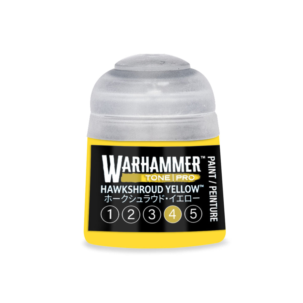 Yellow Warhammer Tone Pro miniature paint by Citadel Colour in 12ml bottle, designed for shading and highlighting models.