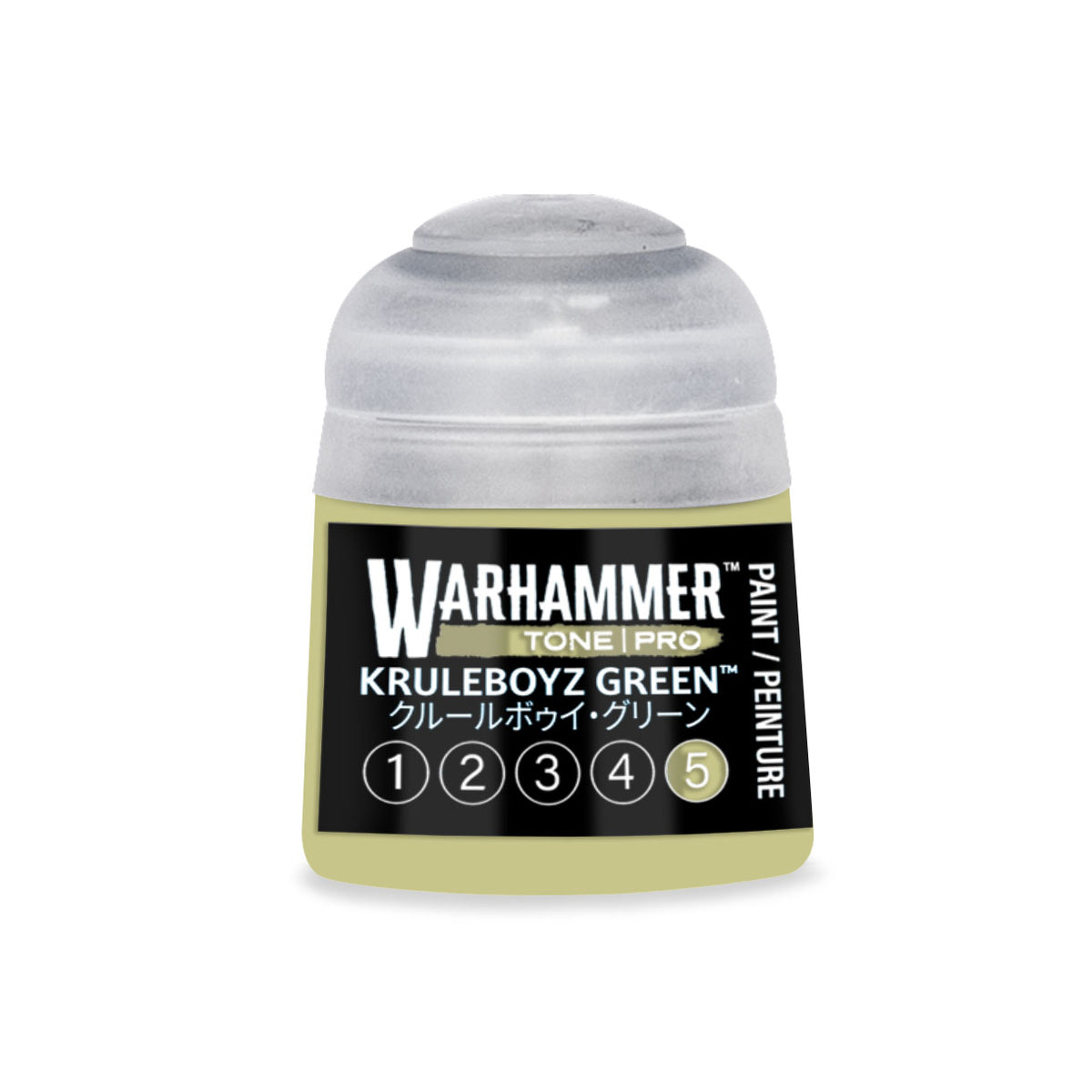 Citadel Colour Kruleboyz Green 5 Tone Pro miniature paint in 12ml bottle, designed for Warhammer models and miniatures.