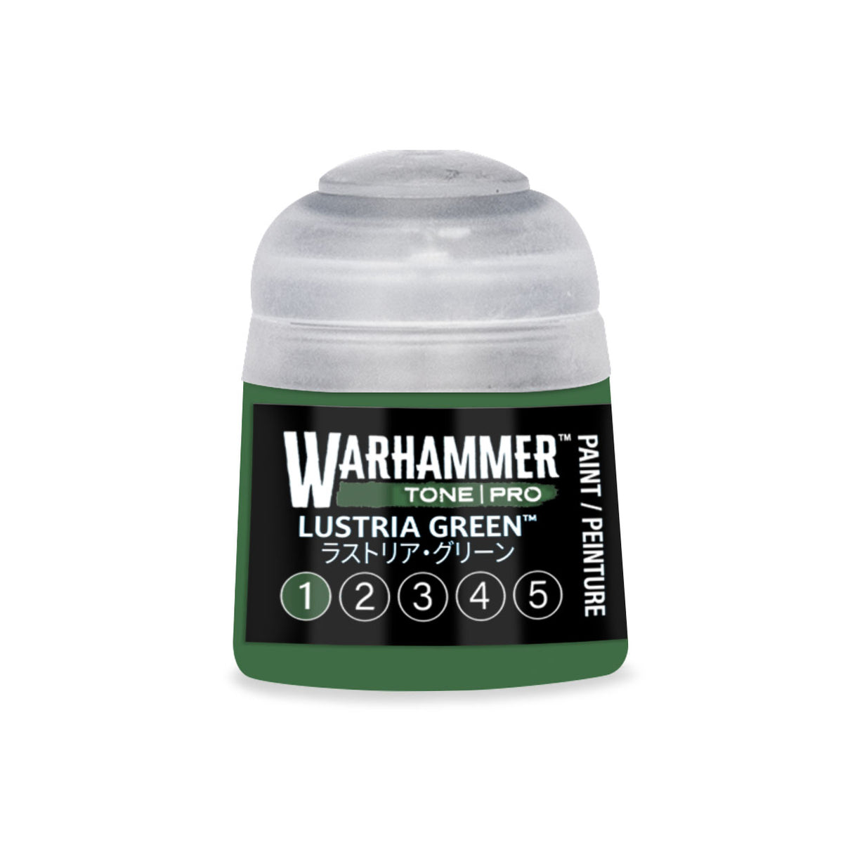 Citadel Colour Lustria Green 1 Warhammer Tone Pro miniature paint bottle, 12ml, for detailed model painting and shading.