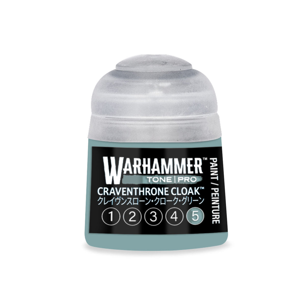 Citadel Colour Craventhrone Cloak 5 Warhammer Tone Pro miniature paint in 12ml bottle, featuring vibrant blue paint for model detailing.