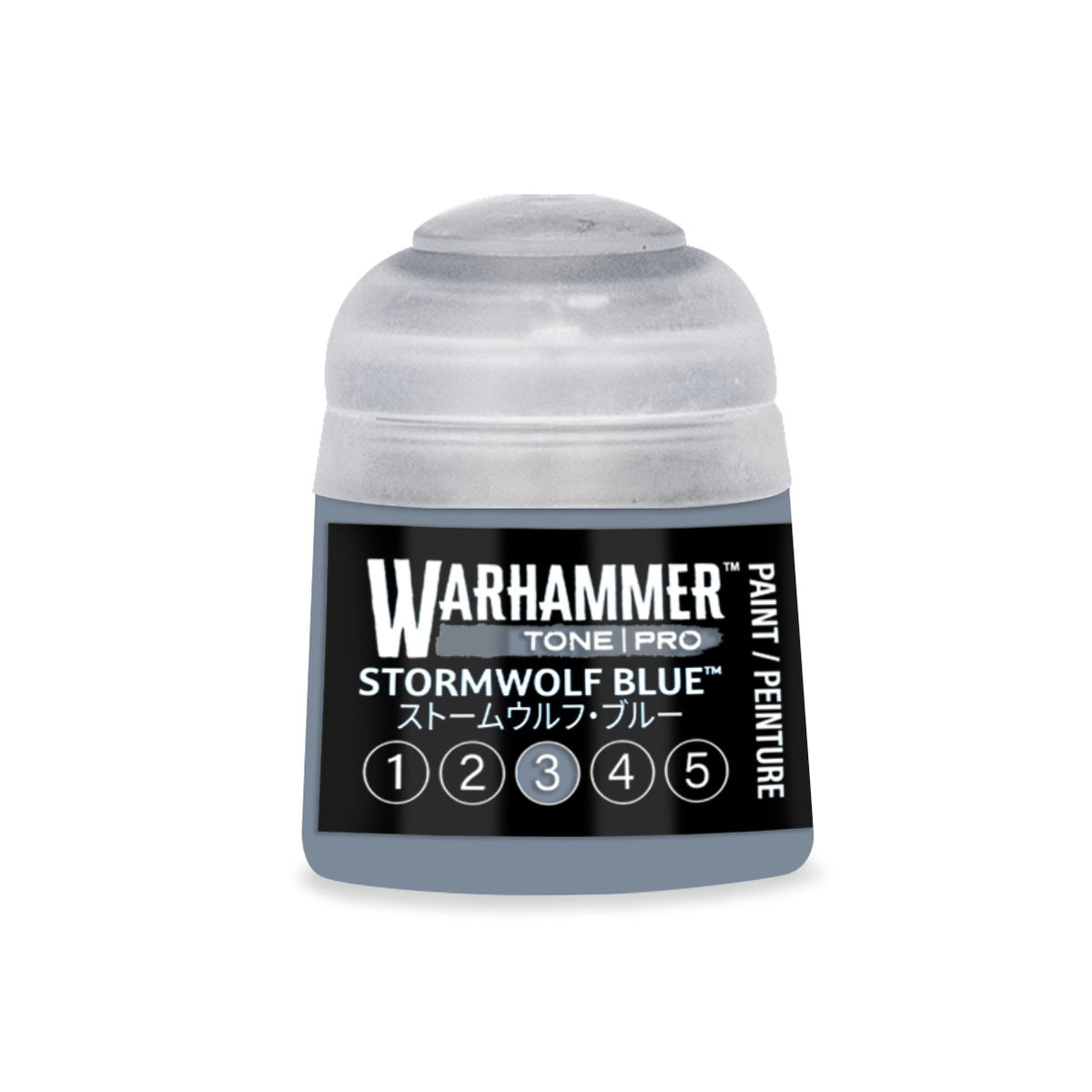 Blue miniature paint from Citadel Colour Stormwolf Blue 3 Tone Pro set, 12ml bottle for Warhammer models.