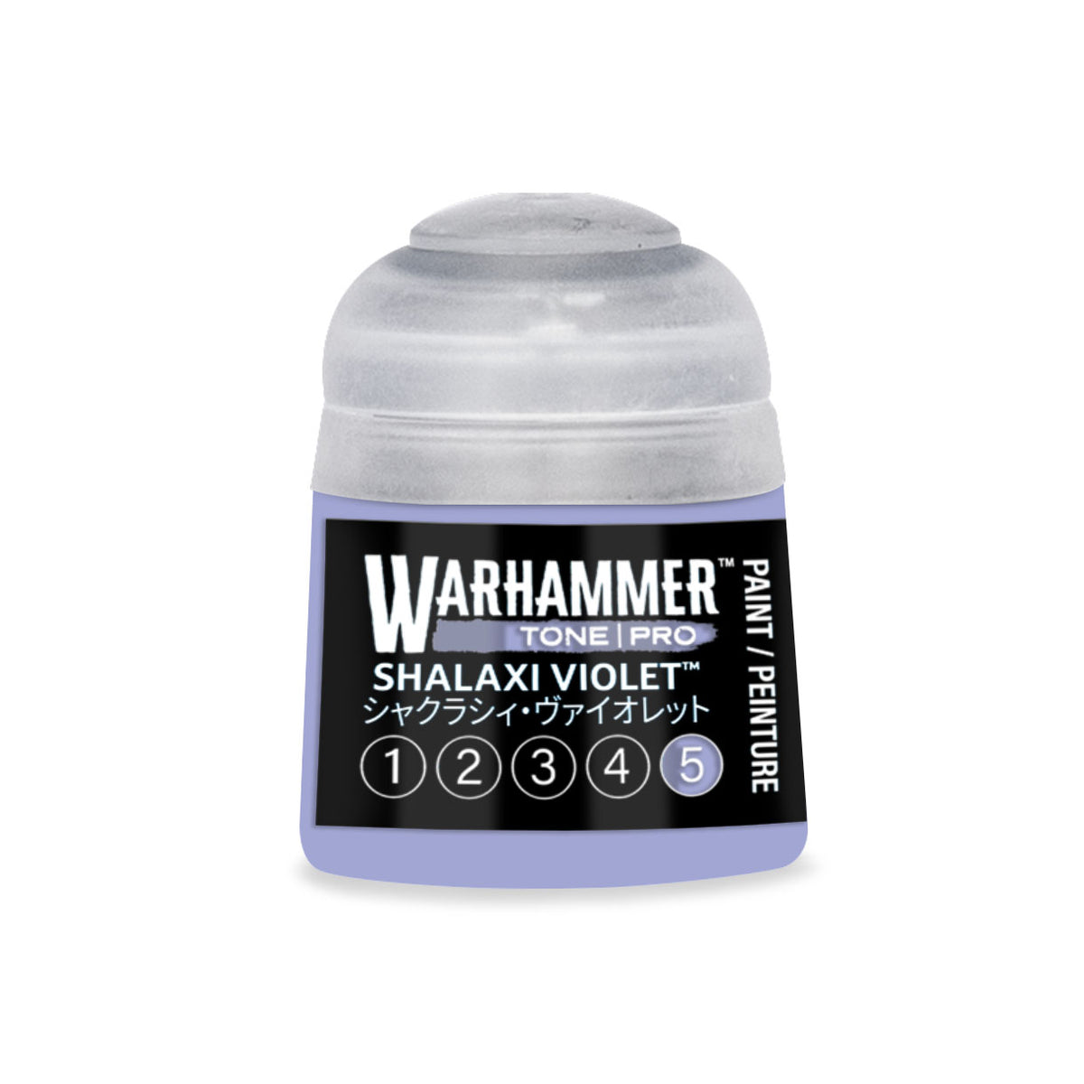Violet 5 Warhammer Tone Pro miniature paint by Citadel Colour in a 12ml bottle, used for enhancing miniature models.