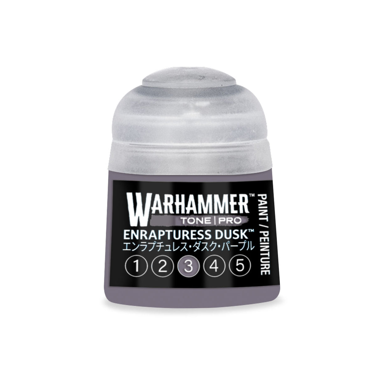Citadel Colour Enrapturess Dusk 3 Warhammer Tone Pro miniature paint 12ml bottle with label and cap.