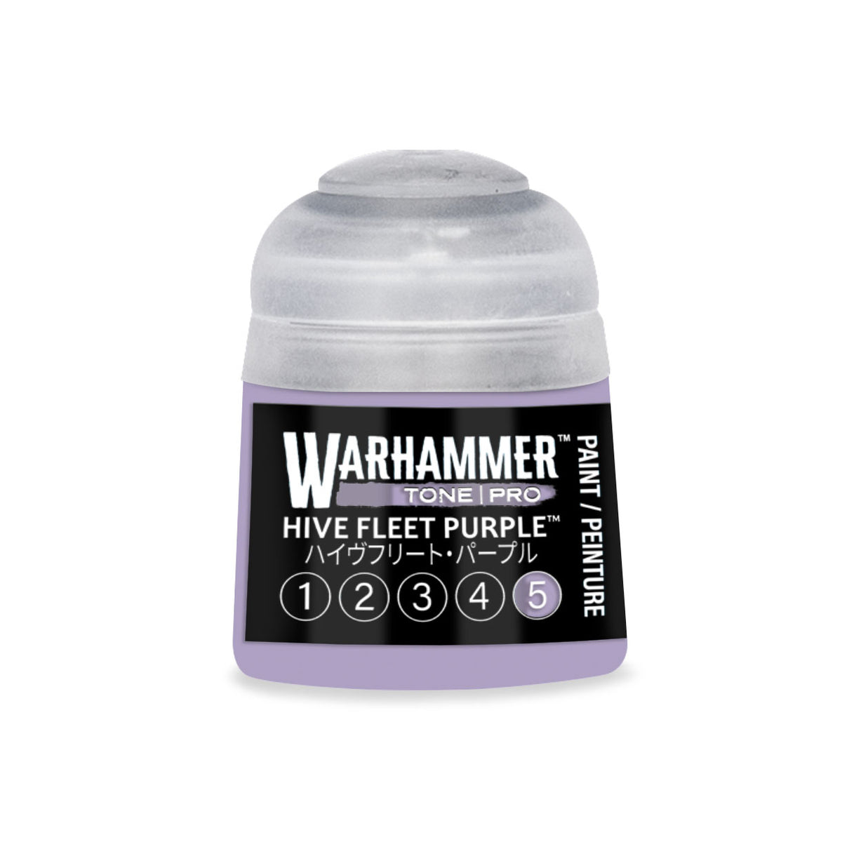 Citadel Colour Hive Fleet Purple 5 Tone Pro miniature paint bottle, 12ml, used for Warhammer models and hobby painting.