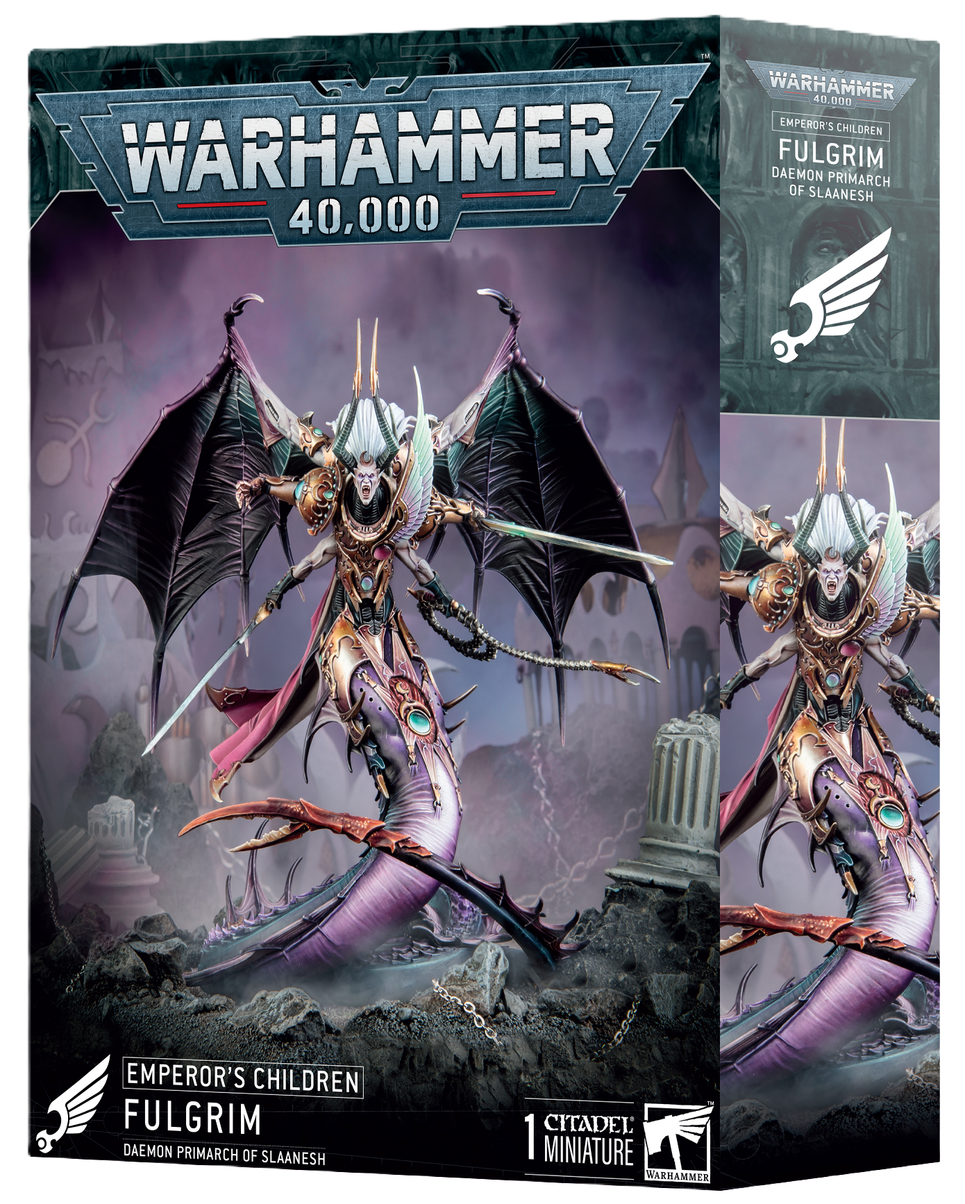Warhammer 40,000 Emperor's Children Fulgrim model box.