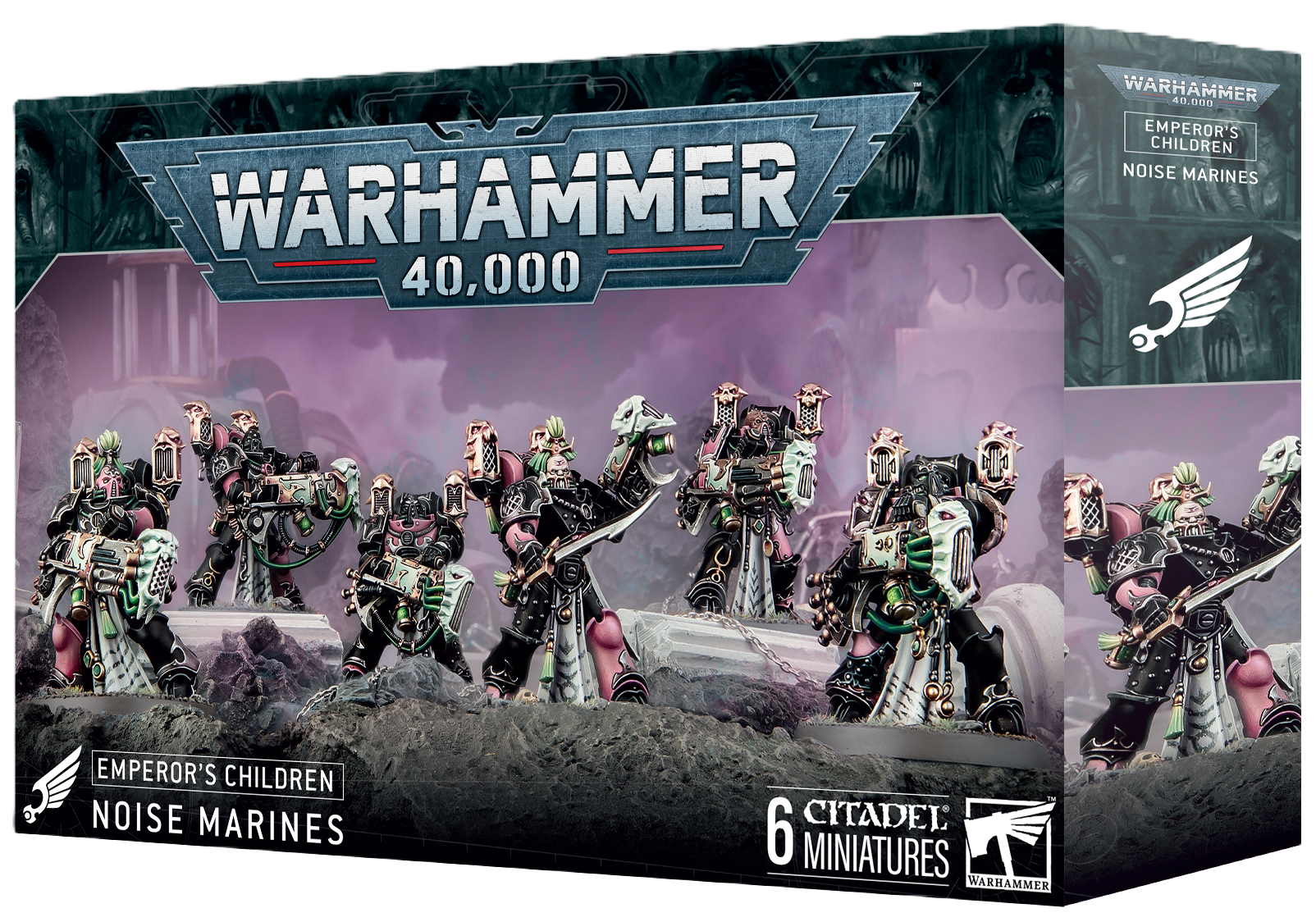 Emperor's Children Noise Marines box set showcasing detailed Warhammer 40,000 miniatures.
