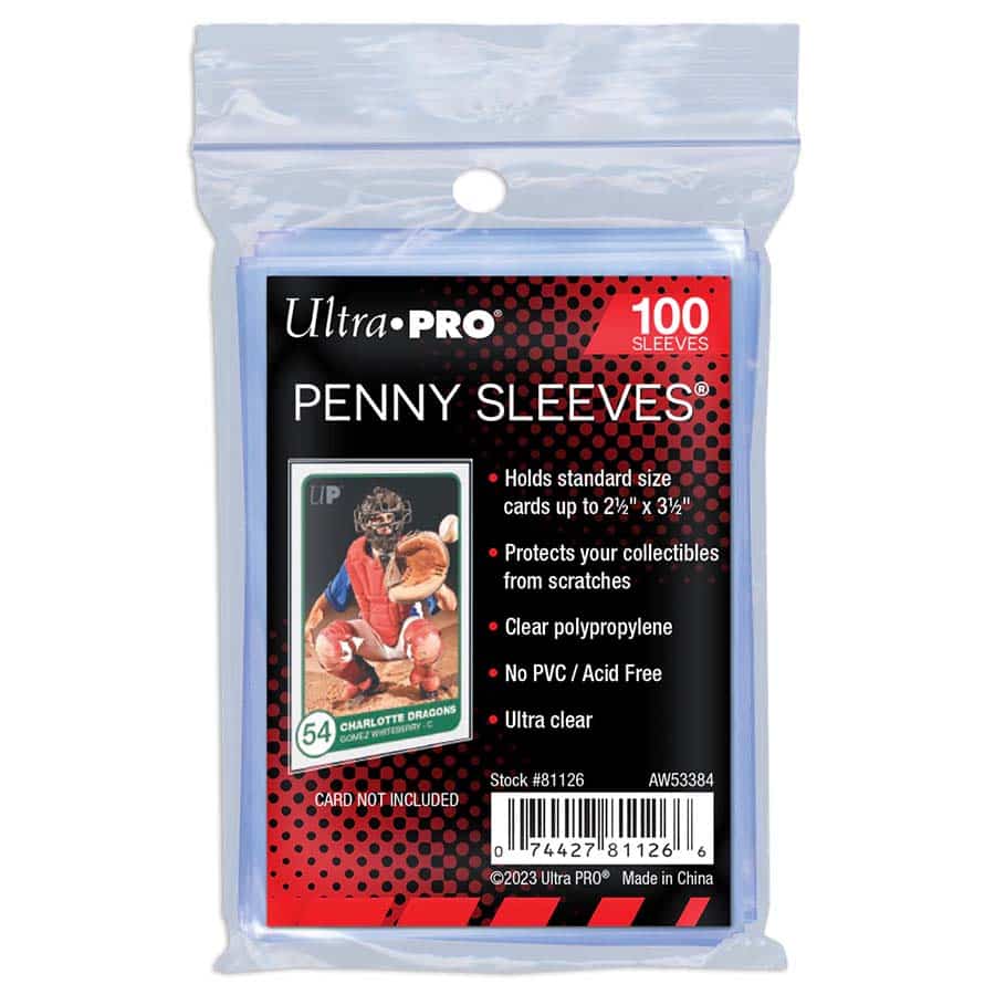 Ultra Pro Penny Sleeves 100 CT pack for protecting trading cards, non-PVC and acid-free.