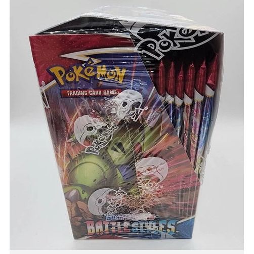 Pokemon: Battle Styles Booster Box SWSH05 with 36 packs containing 10 random cards each, featuring Single Strike and Rapid Strike mechanics.
