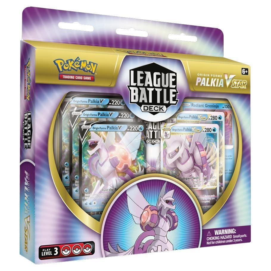 Pokémon TCG: Origin Forme Palkia VSTAR League Battle Deck packaging showing cards and accessories.