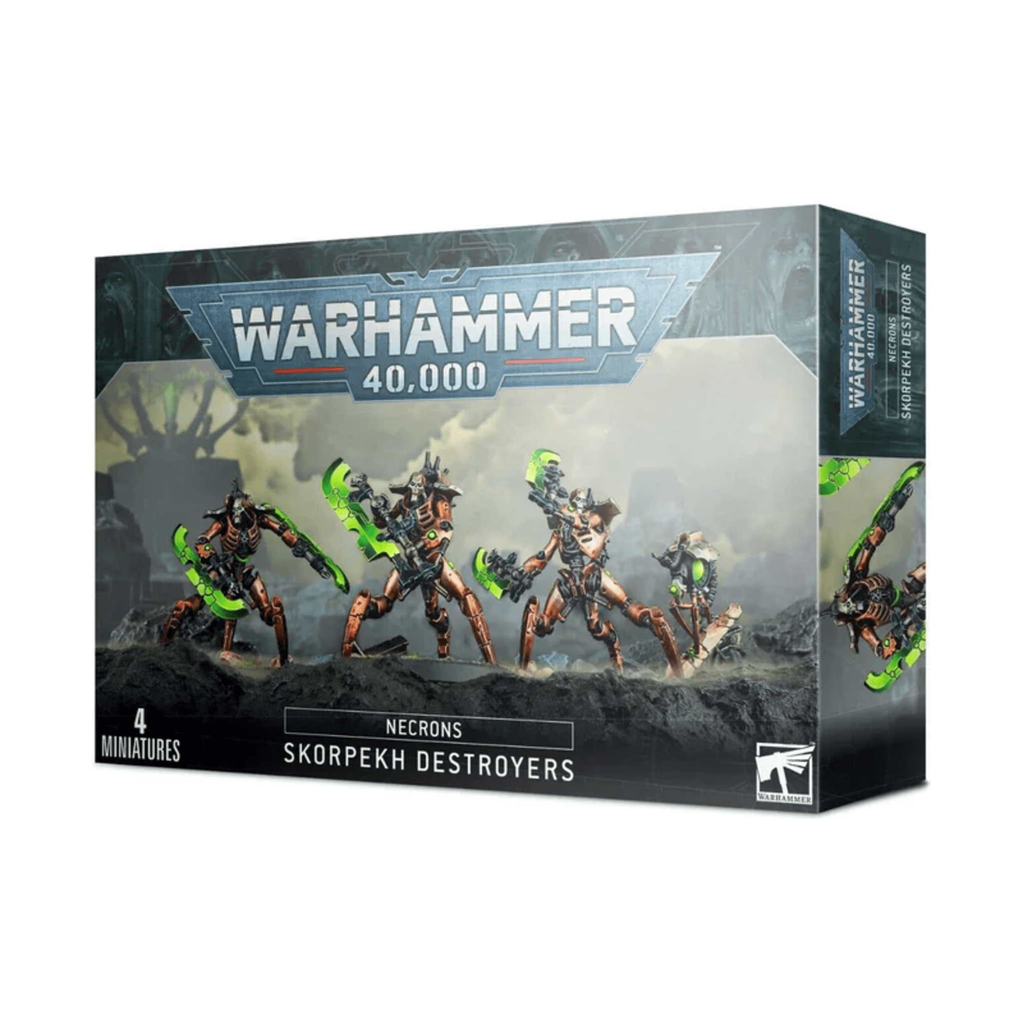 Skorpekh Destroyers Necrons model kit with three destroyers and Plasmacyte.