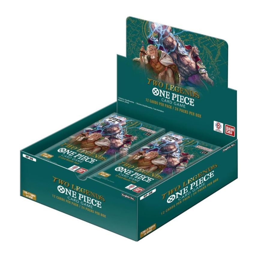 Two Legends Booster OP-08 One Piece Card Game single pack display.