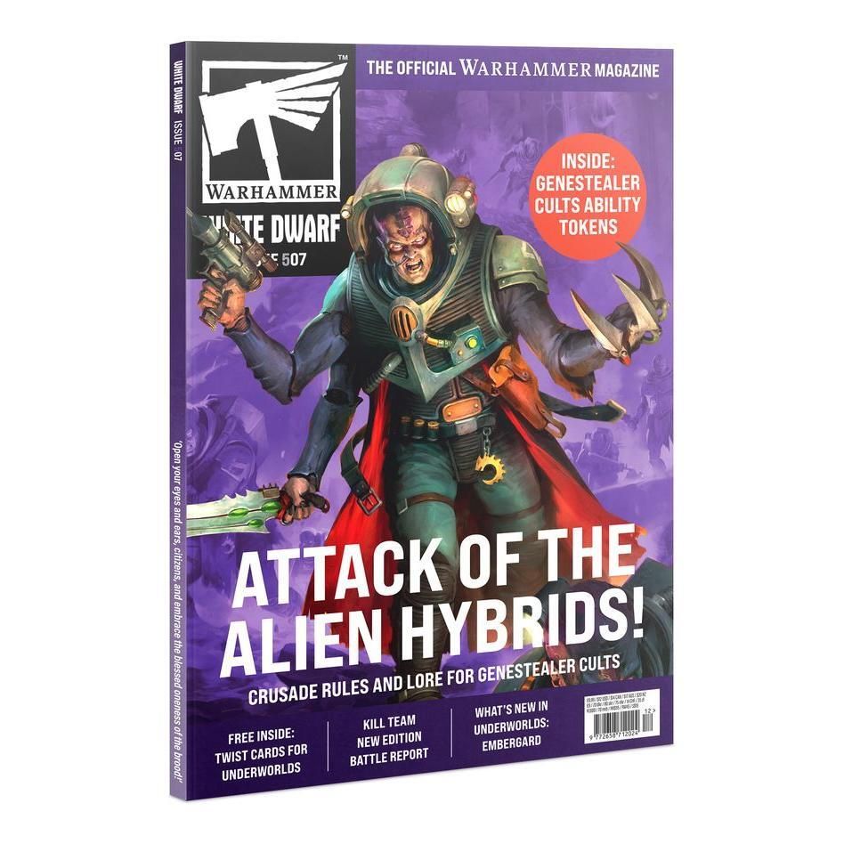 White Dwarf 507 magazine cover featuring Warhammer theme and content details.