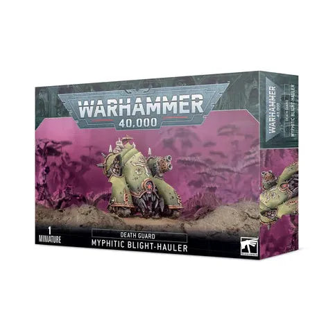 Warhammer 40000 Death Guard Myphitic Blight-Hauler miniature kit with Citadel 80mm base.