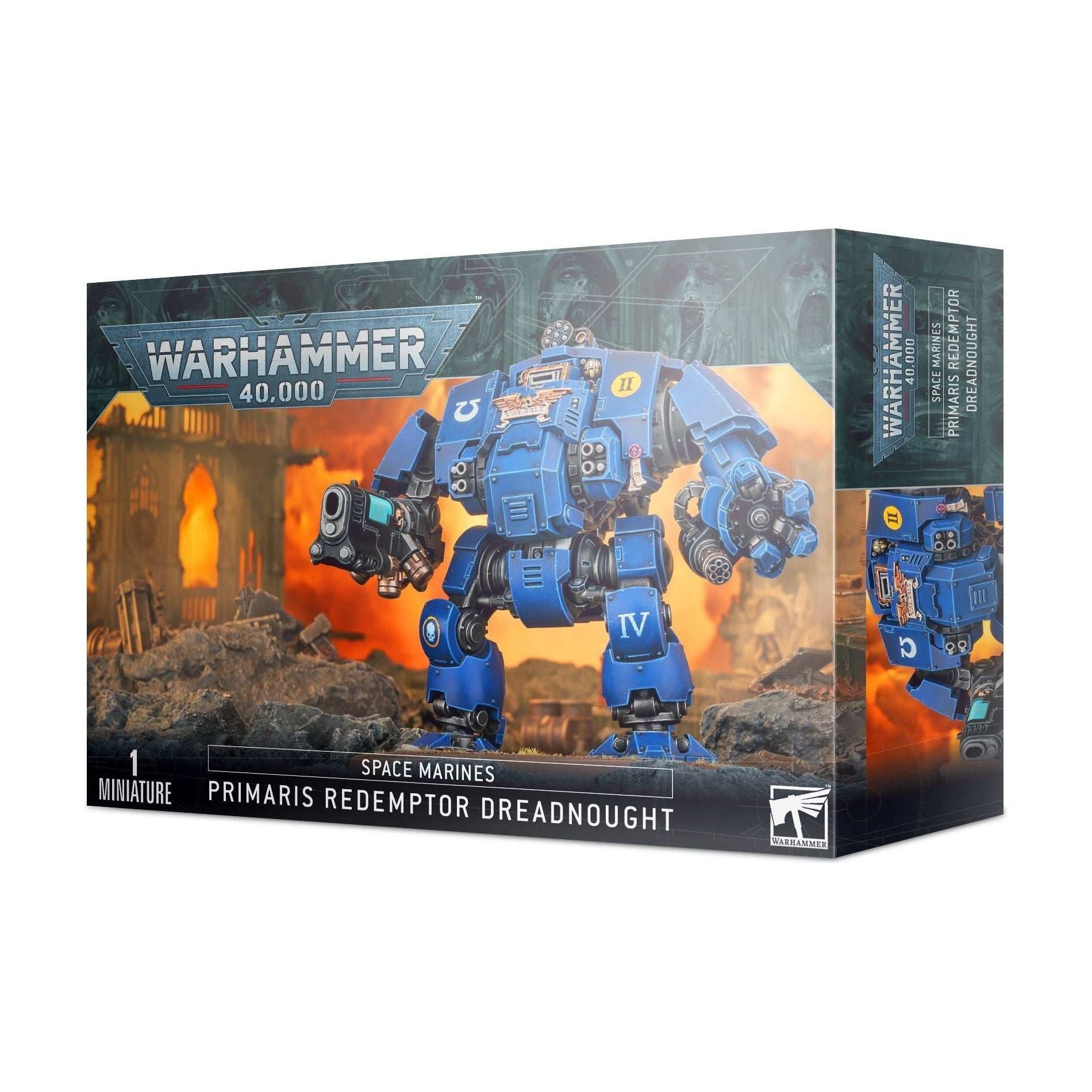 Warhammer 40000 Space Marines Primaris Redemptor Dreadnought box.