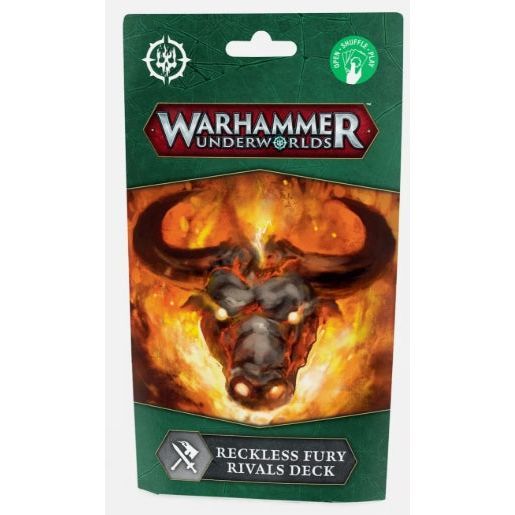 Warhammer Underworlds Reckless Fury Rivals Deck packaging with fiery bull design.