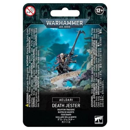 Warhammer 40000 Aeldari Death Jester Harlequin model kit packaging.