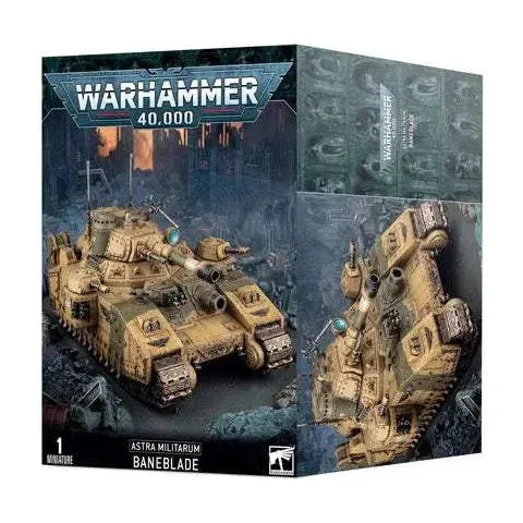 Warhammer 40000 Astra Militarum Baneblade model kit with customizable components and transfer sheet.