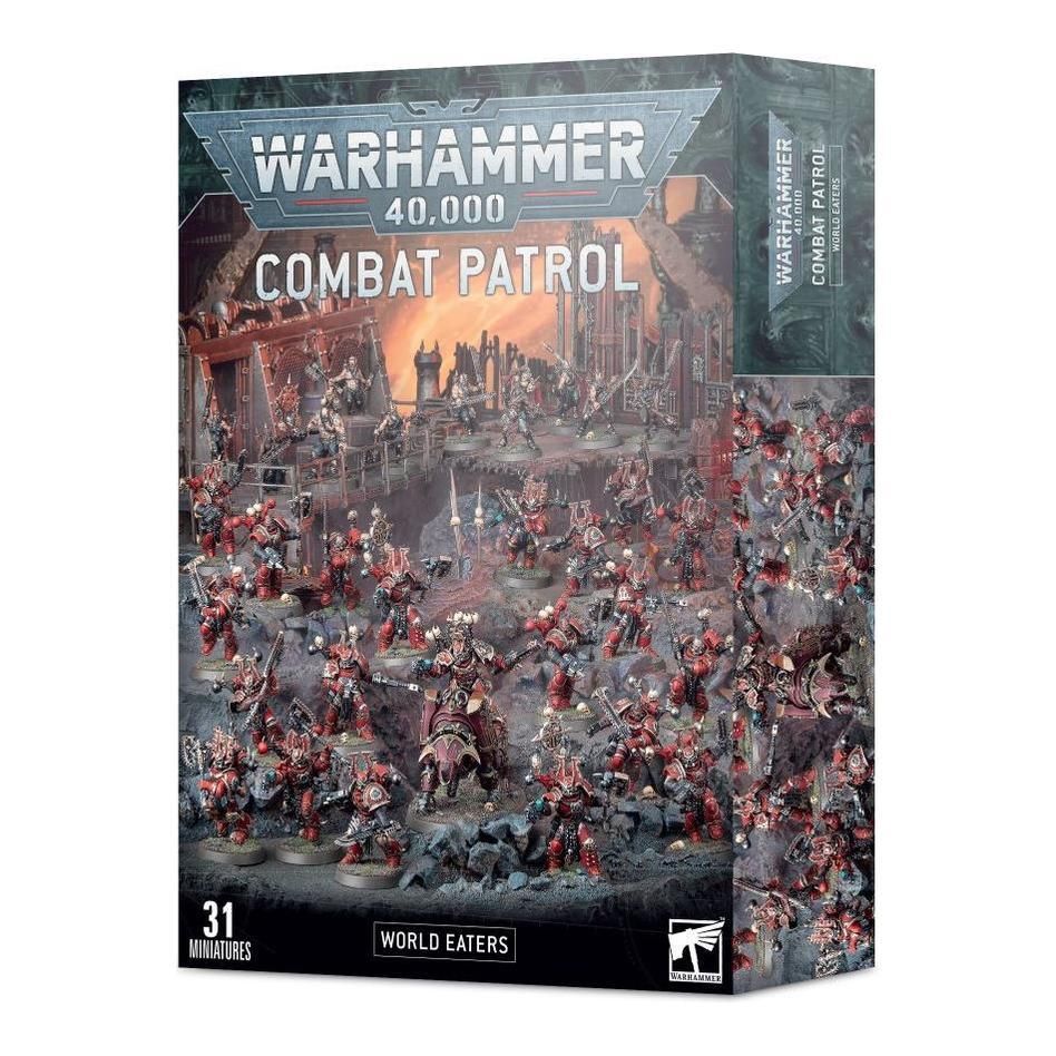 Warhammer 40000 Combat Patrol World Eaters box set with miniatures assembly.